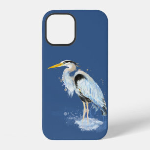 Funda Para iPhone 12 Garza azul grande ave animal naturaleza acuarela