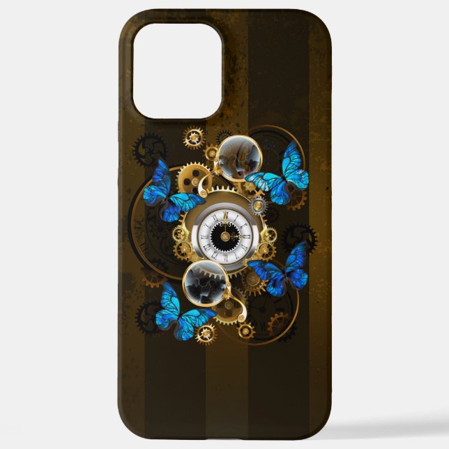 Funda Para iPhone Gases de vapor y mariposas azules (Reverso )