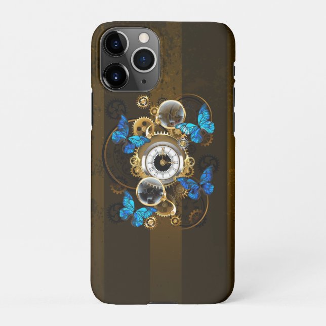 Funda Para iPhone Gases de vapor y mariposas azules (Reverso)