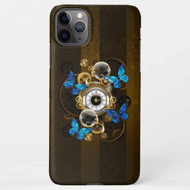 Funda Para iPhone Gases de vapor y mariposas azules (Reverso)