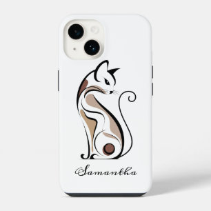 Funda Para iPhone 14 Gata moderna elegante, madre de gato, personalizad