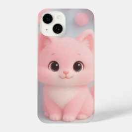 Funda Para iPhone 14 Gatito rosa adorable con recuerdos de color