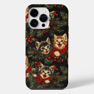 Funda Para iPhone 14 Pro Max Gatitos cantando Oh árbol de Navidad con suéteres