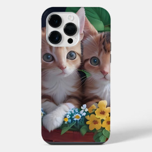 Funda Para iPhone 14 Pro Max Gatitos curiosamente curados en una cesta de flore