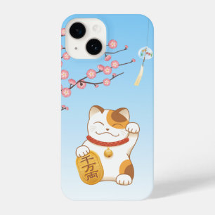 Funda Para iPhone 14 Gato afortunado japonés, Calico Maneki Neko
