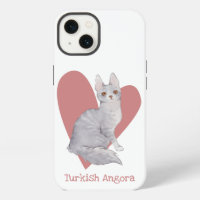 Gato Angora Turco Acuarela Gatito Corazón Rosa