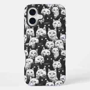 Funda Para iPhone 16 Plus Gato artístico monocromático