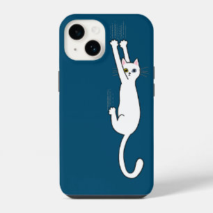 Funda Para iPhone 14 Gato Blanco Agarrado con Garras Divertido