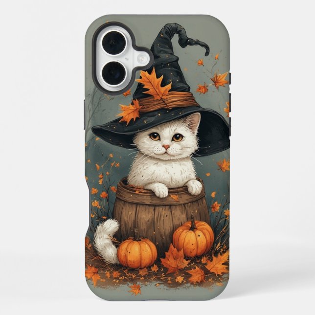 Funda Para iPhone Gato blanco de Halloween (Reverso )