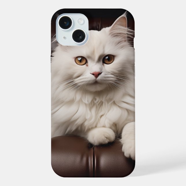 Funda Para iPhone Gato blanco majestuoso (Reverso )