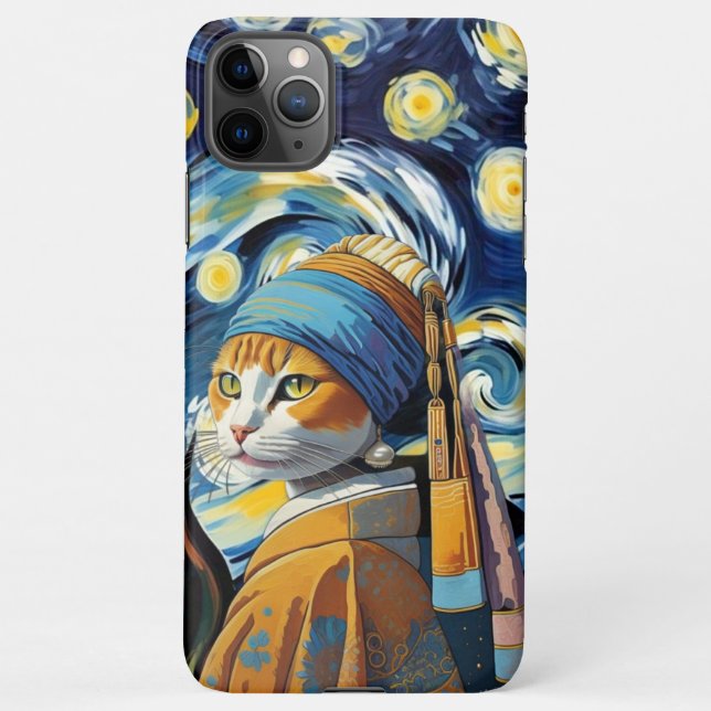 Funda Para iPhone Gato con arete de perlas (Reverso)