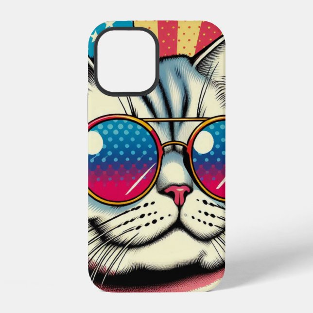Funda Para iPhone Gato con gafas (Reverso )