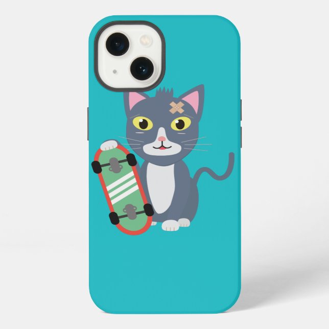 Funda Para iPhone Gato con monopatín (Reverso )