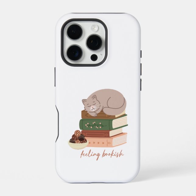 Funda Para iPhone Gato con sentimientos librescos (Reverso )