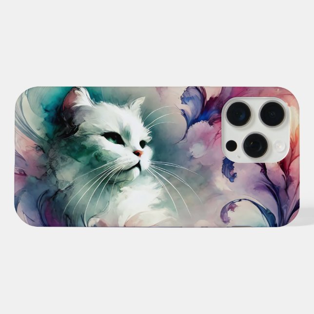 Funda Para iPhone Gato de Acuarela Etérea (Reverso Horizontal)