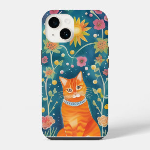 Funda Para iPhone 14 Gato de Angora Artístico Atigrado Caprichoso