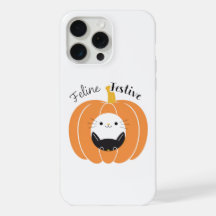 Gato de calabaza festivo felino lindo Halloween iP