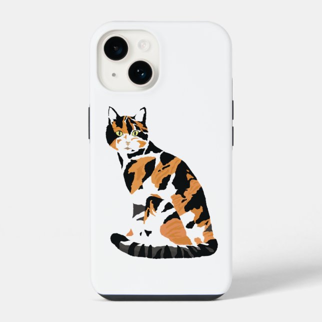 Funda Para iPhone Gato de Calico sentado (Reverso )
