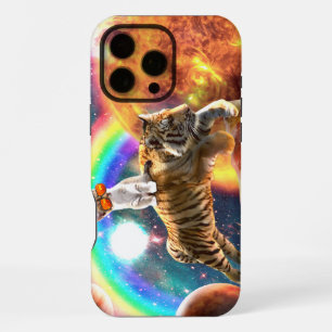 Funda Para iPhone 16 Pro Max Gato de la galaxia espacial montando un tigre en p