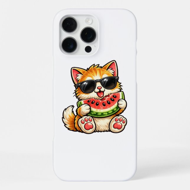 Funda Para iPhone Gato de sandía genial (Reverso )