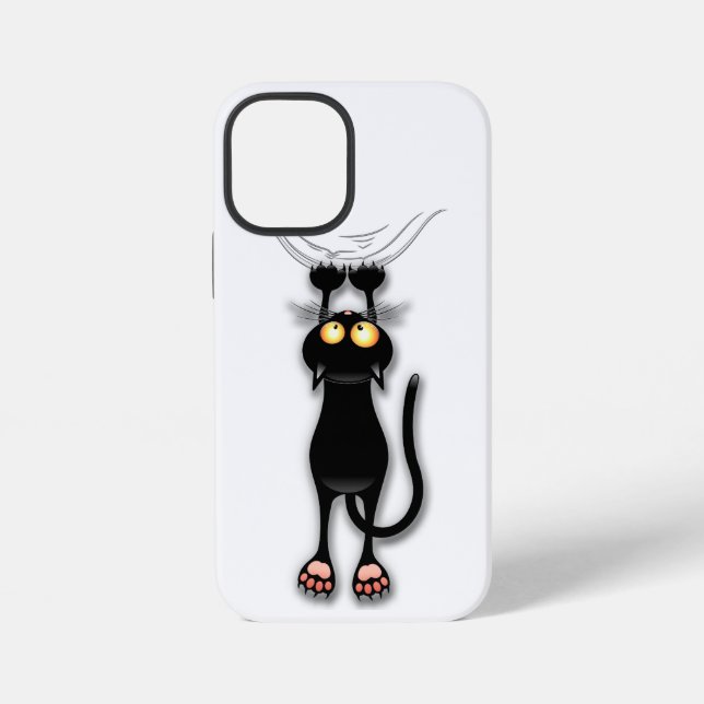 Funda Para iPhone Gato divertido Personaje Rascando Tela (Reverso )