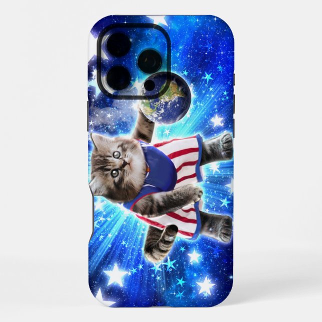 Funda Para iPhone Gato espacial jugando baloncesto (Reverso )