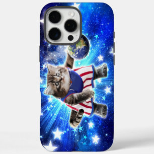 Funda Para iPhone 16 Pro Max Gato espacial jugando baloncesto