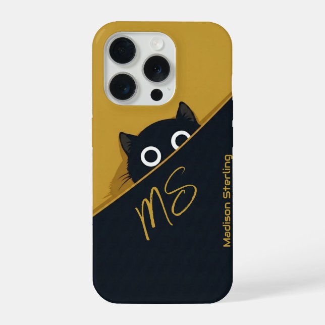 Funda para iPhone Gato Espiando Amarillo Verde (Reverso )