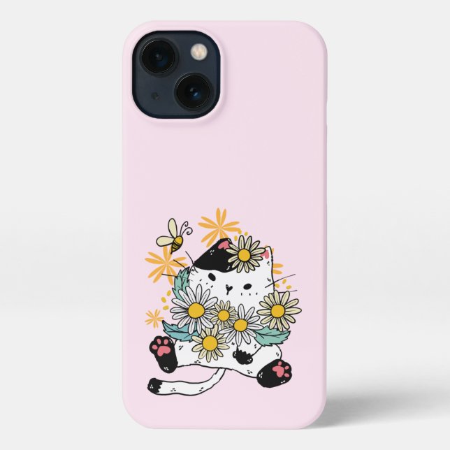 Funda Para iPhone gato florido (Reverso )