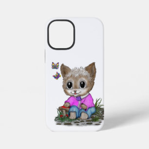 Funda Para iPhone 12 Mini Gato Gatito Lindo y Mariposa
