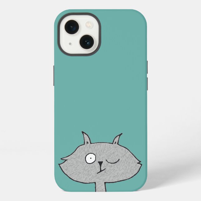 Funda Para iPhone Gato Gris Tonto (Reverso )