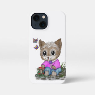 Funda Para iPhone 13 Mini Gato Kitty y mariposa