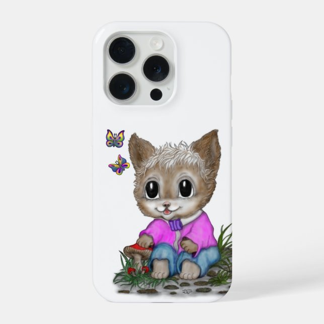 Funda Para iPhone Gato Kitty y mariposa (Reverso )