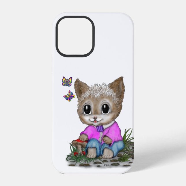 Funda Para iPhone Gato Kitty y mariposa (Reverso )