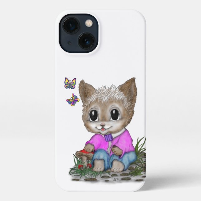 Funda Para iPhone Gato Kitty y mariposa (Reverso )