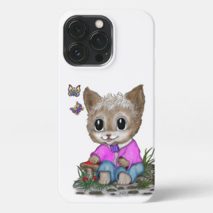 Funda Para iPhone 13 Pro Gato Kitty y mariposa
