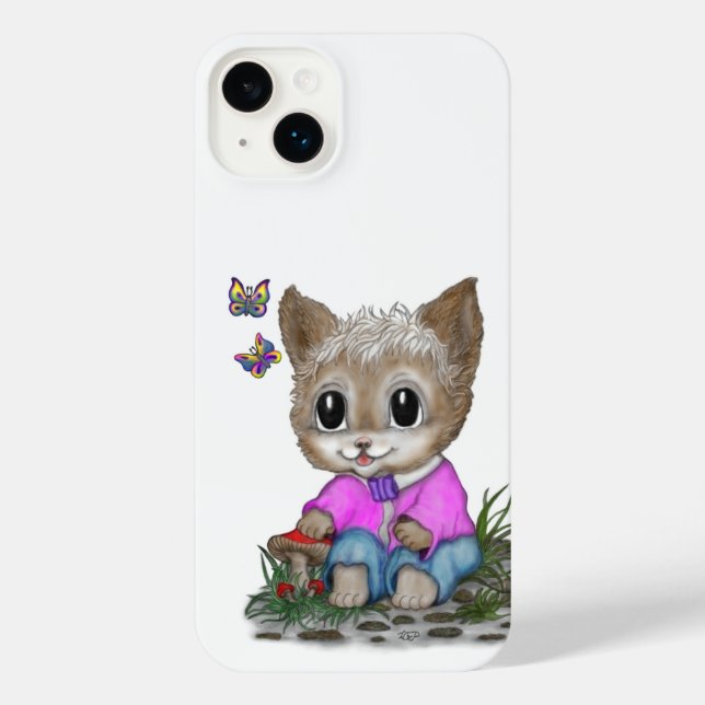 Funda Para iPhone Gato Kitty y mariposa (Reverso )
