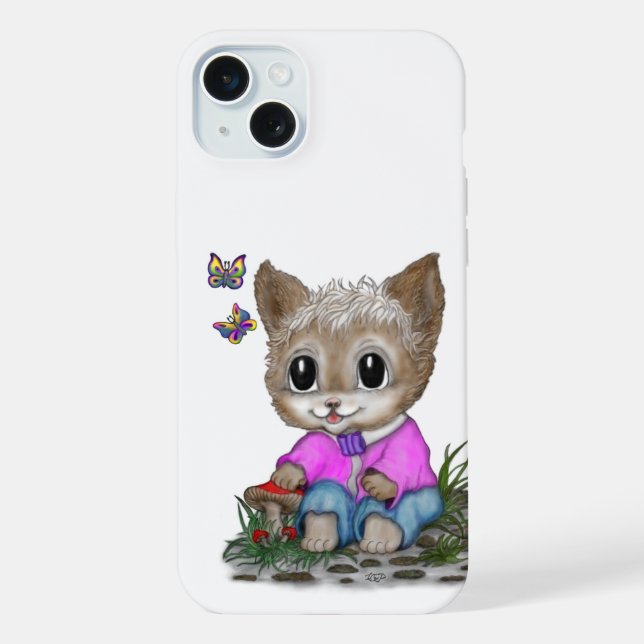Funda Para iPhone Gato Kitty y mariposa (Reverso )