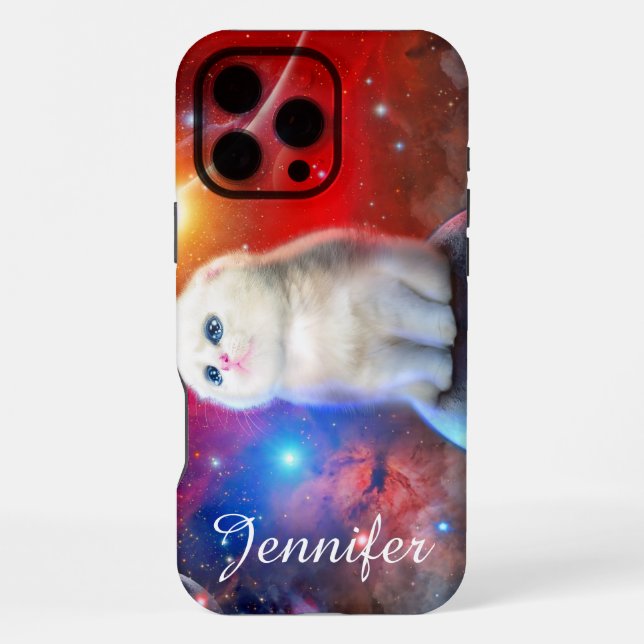 Funda Para iPhone Gato llorando en el espacio (Reverso )