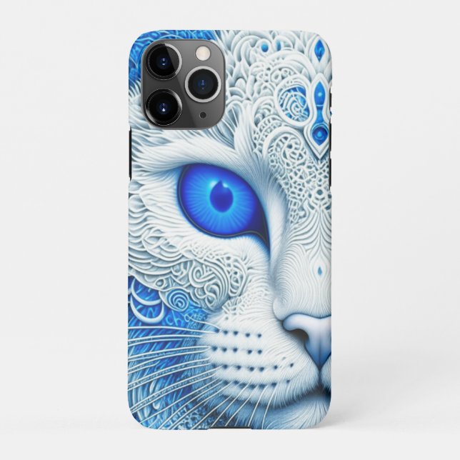 Funda Para iPhone Gato Místico Blanco Arte Etéreo de IA (Reverso)
