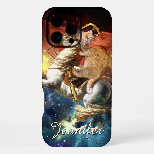 Funda Para iPhone Gato Napoleón en el espacio (Reverso )