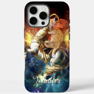 Funda Para iPhone 16 Pro Max Gato Napoleón en el espacio