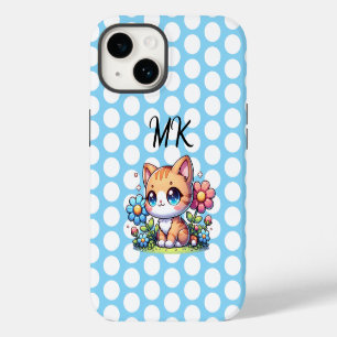 Funda Para iPhone 14 Gato naranja lindo personalizado en flores
