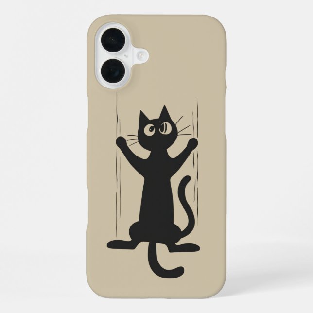 Funda Para iPhone Gato Negro Agarrado (Reverso )