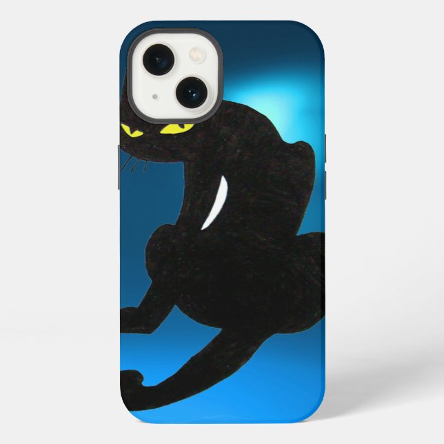 Funda Para iPhone GATO NEGRO azul (Reverso )