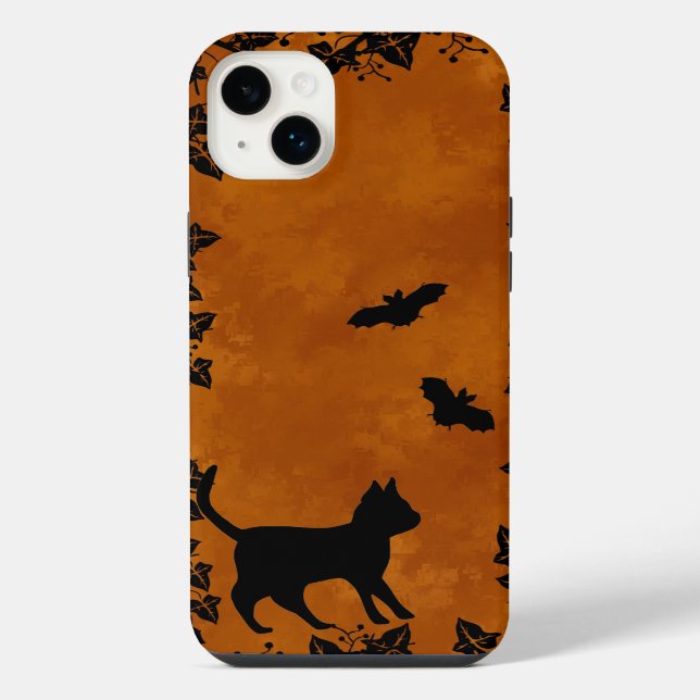 Funda Para iPhone Gato Negro con Murciélago (Reverso)