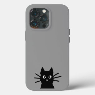 Funda Para iPhone 13 Pro Gato negro curioso que mira Gato fresco Amante de