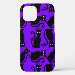Funda Para iPhone 12 gato negro de halloween bruja morada