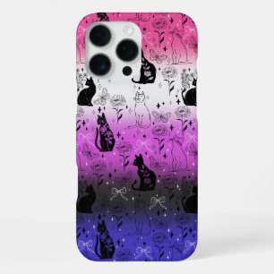Funda Para iPhone 16 Pro Max Gato negro de orgullo de fluido de género - brujer