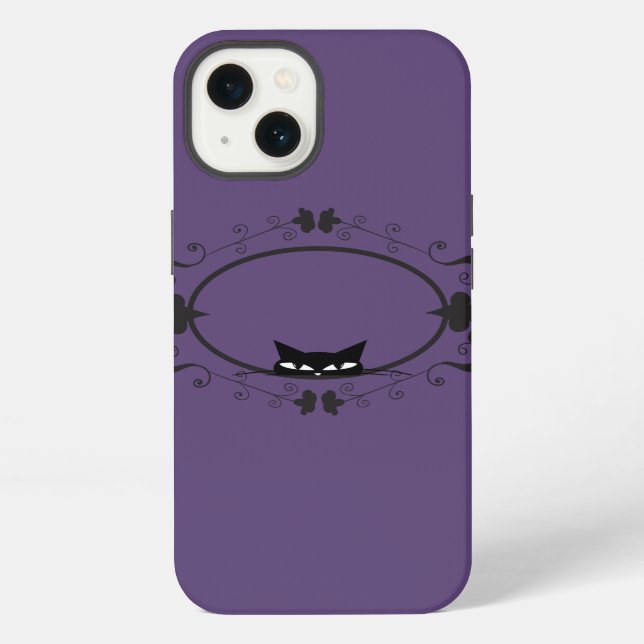 Funda Para iPhone Gato negro escondido (Reverso )